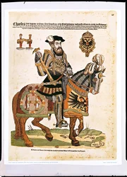 Reiterporträt von Karl V. in Rüstung (1500-58)